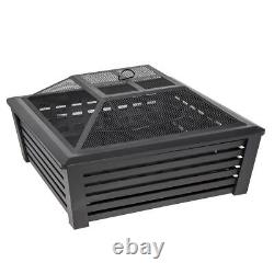 Dellonda DG43 35 Square Outdoor Fire Pit, Black