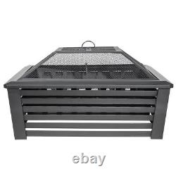 Dellonda DG43 35 Square Outdoor Fire Pit, Black