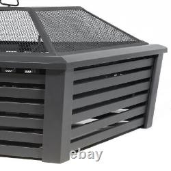 Dellonda DG43 35 Square Outdoor Fire Pit, Black