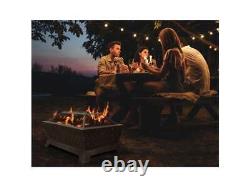 Dellonda DG44 35in Rectangular Bronze Outdoor Fire Pit With Mesh Safety Screen