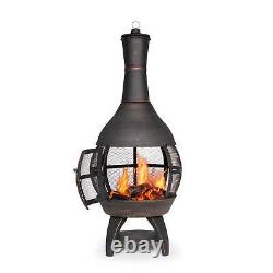 Dellonda Deluxe 360° Chiminea/Fire Pit/Outdoor Heater Antique Bronze Finish