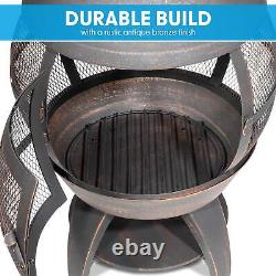 Dellonda Deluxe 360° Chiminea/Fire Pit/Outdoor Heater Antique Bronze Finish