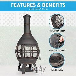 Dellonda Deluxe 360° Chiminea/Fire Pit/Outdoor Heater Antique Bronze Finish