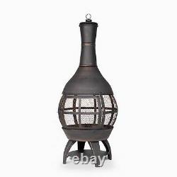 Dellonda Deluxe 360° Chiminea/Fire Pit/Outdoor Heater Antique Bronze Finish