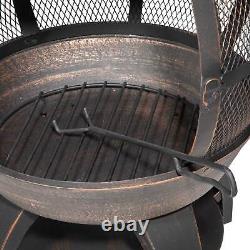 Dellonda Deluxe 360° Chiminea/Fire Pit/Outdoor Heater Antique Bronze Finish