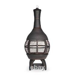 Dellonda Deluxe 360° Chiminea/Fire Pit/Outdoor Heater Antique Bronze Finish