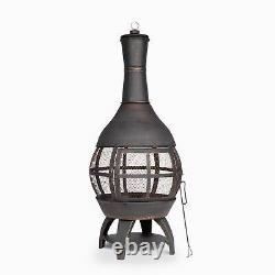 Dellonda Deluxe 360° Chiminea/Fire Pit/Outdoor Heater Antique Bronze Finish