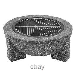 Dellonda Round MgO Fire Pit with BBQ Grill, Ø75cm, Safety Mesh Screen