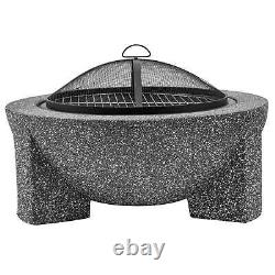 Dellonda Round MgO Fire Pit with BBQ Grill, Ø75cm, Safety Mesh Screen