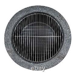 Dellonda Round MgO Fire Pit with BBQ Grill, Ø75cm, Safety Mesh Screen