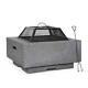 Dellonda Square Mgo Fire Pit With Bbq Grill, Safety Mesh Screen Dark Grey