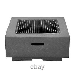 Dellonda Square MgO Fire Pit with BBQ Grill, Safety Mesh Screen Dark Grey