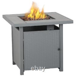 ElectriQ EIQFPGTABLER Outdoor Gas Flame Fire Pit Table Square in eiqfpgtabler