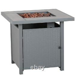 ElectriQ EIQFPGTABLER Outdoor Gas Flame Fire Pit Table Square in eiqfpgtabler