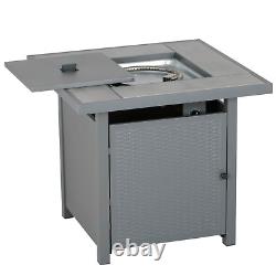 ElectriQ EIQFPGTABLER Outdoor Gas Flame Fire Pit Table Square in eiqfpgtabler