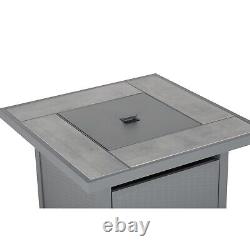 ElectriQ EIQFPGTABLER Outdoor Gas Flame Fire Pit Table Square in eiqfpgtabler