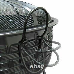 Extra Large Round Fire Pit Rattan Effect Garden Log Burner Outdoor Heater Metal