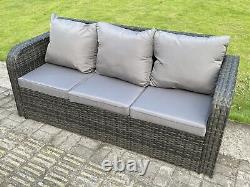 Fimous Outdoor Rattan Garden Furniture Sets Reclining Gas Fire Pit Dining Table