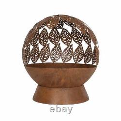 Fire Globe Pit Oxidised Steel Leaves Outdoor Heater Rusted 62x50 cm