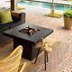 Fire Pit Coffee Table Outdoor Heater Gas Garden Fireplace Square Pedestal Stove
