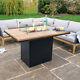 Fire Pit Dining Table Garden Outdoor Heater Wooden 6 Seater Fireplace Table