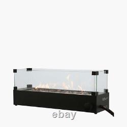 Fire Pit Table Top Black Metal Free Standing Tabletop Fireplace Gas Burner