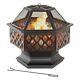 Fire Pit With Bbq Grill Hexagonal Outdoor Wood Burning Stove Brazier Heater