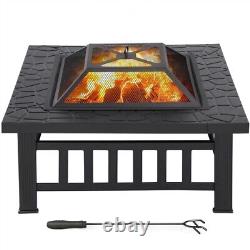 Fire Pits for Garden Square Fire pit For Barbecue, Heating, Cooling Drinks withCover