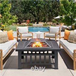 Fire Pits for Garden Square Fire pit For Barbecue, Heating, Cooling Drinks withCover