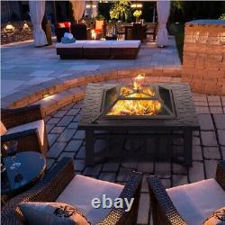 Fire Pits for Garden Square Fire pit For Barbecue, Heating, Cooling Drinks withCover