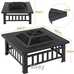 Fire Pits for Garden Square Fire pit For Barbecue, Heating, Cooling Drinks withCover