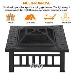 Fire Pits for Garden Square Fire pit For Barbecue, Heating, Cooling Drinks withCover