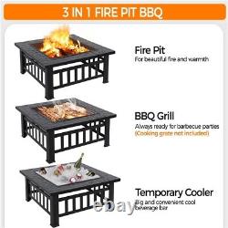 Fire Pits for Garden Square Fire pit For Barbecue, Heating, Cooling Drinks withCover