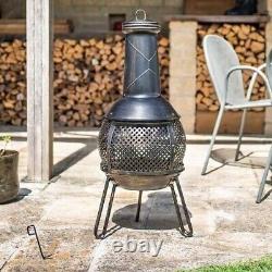 Garden Chimenea Patio Heater Log Burner Large Black Steel Fire Pit Outdoor