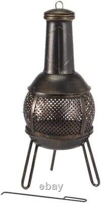 Garden Chimenea Patio Heater Log Burner Large Black Steel Fire Pit Outdoor