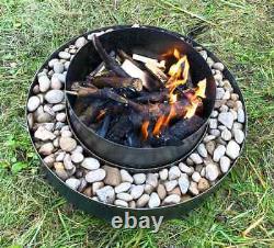 Garden Feature Fire Pit Summer BBQ Patio Circular Steel Patio Grass Burner