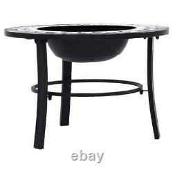 Garden Fire Pit & BBQ, Mosaic Tile Table Outdoor Barbeque Firepit Table New UK