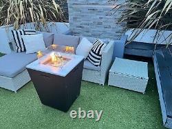 Garden Furniture Gas Powered Black Fire Pit Rain Cover Included Stainless Steel