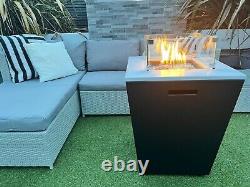 Garden Furniture Gas Powered Black Fire Pit Rain Cover Included Stainless Steel