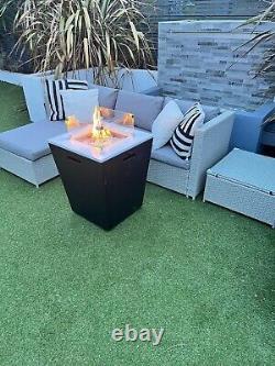 Garden Furniture Gas Powered Black Fire Pit Rain Cover Included Stainless Steel