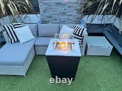 Garden Furniture Gas Powered Black Fire Pit Rain Cover Included Stainless Steel