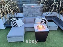 Garden Furniture Gas Powered Black Fire Pit Rain Cover Included Stainless Steel