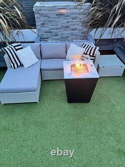 Garden Furniture Gas Powered Black Fire Pit Rain Cover Included Stainless Steel