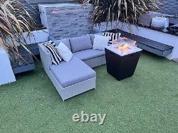 Garden Furniture Gas Powered Black Fire Pit Rain Cover Included Stainless Steel