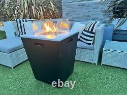 Garden Furniture Gas Powered Black Fire Pit Rain Cover Included Stainless Steel