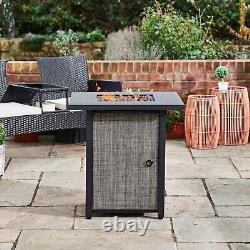 Garden Gas Fire Pit Outdoor Table Heater with Lava Rocks and Waterproof Cover