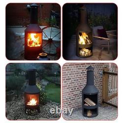 Garden Patio Log Burner Wood Fire Pit Heater Chiminea With Steel Chimney LARGE