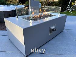 Gas Fire Pit Grey + Glass Wind Guard