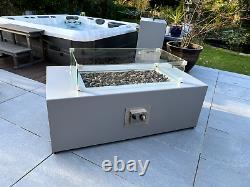 Gas Fire Pit Grey + Glass Wind Guard