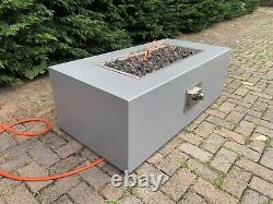 Gas Fire Pit Grey + Glass Wind Guard